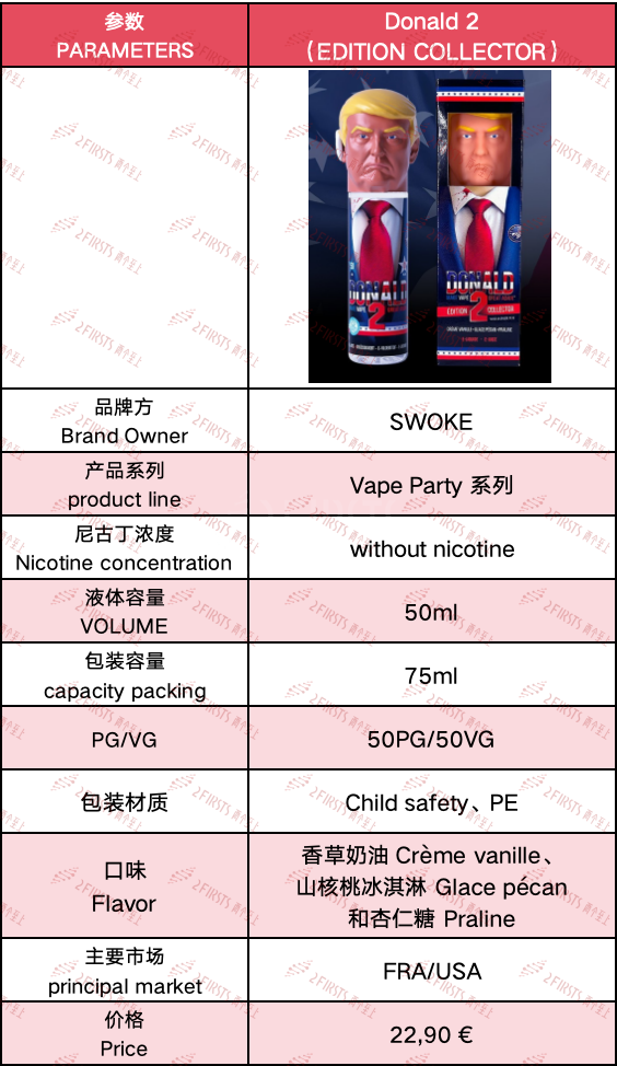 Donald 2 e-liquido para cigarrillo electrónico: Diseño innovador de empaque en VAPEXPO Paris
