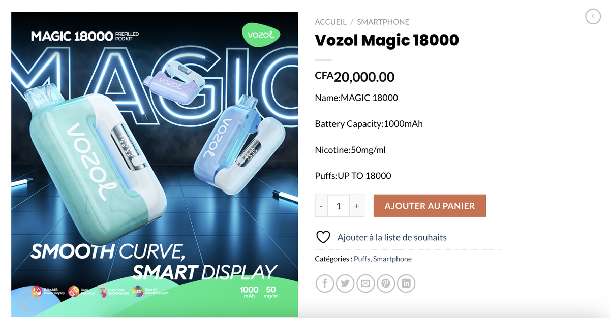 VOZOL MAGIC 18000: Curved Box Design Disposable E-cigarette