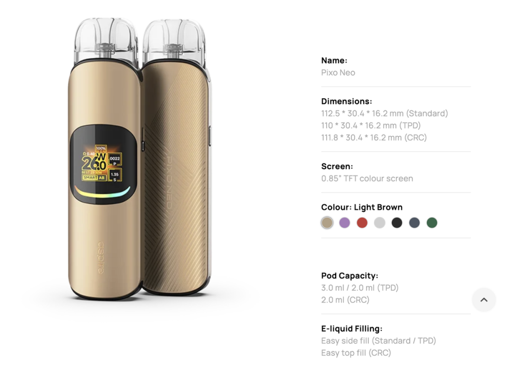 Three Sizes, Multiple Pods: Aspire Launches Open-System E-Cigarette Pixo Neo