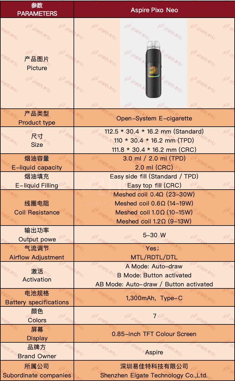 Three Sizes, Multiple Pods: Aspire Launches Open-System E-Cigarette Pixo Neo