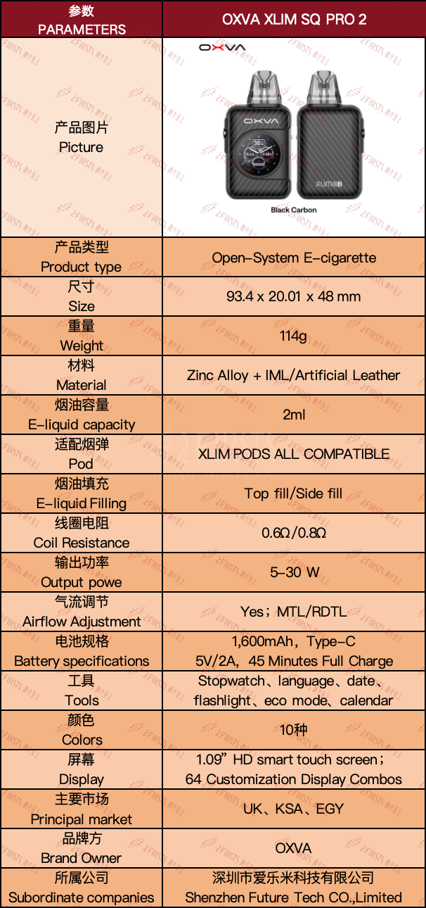 产品｜搭载1.09英寸触摸屏+6款实用工具 OXVA推出Xlim SQ Pro 2