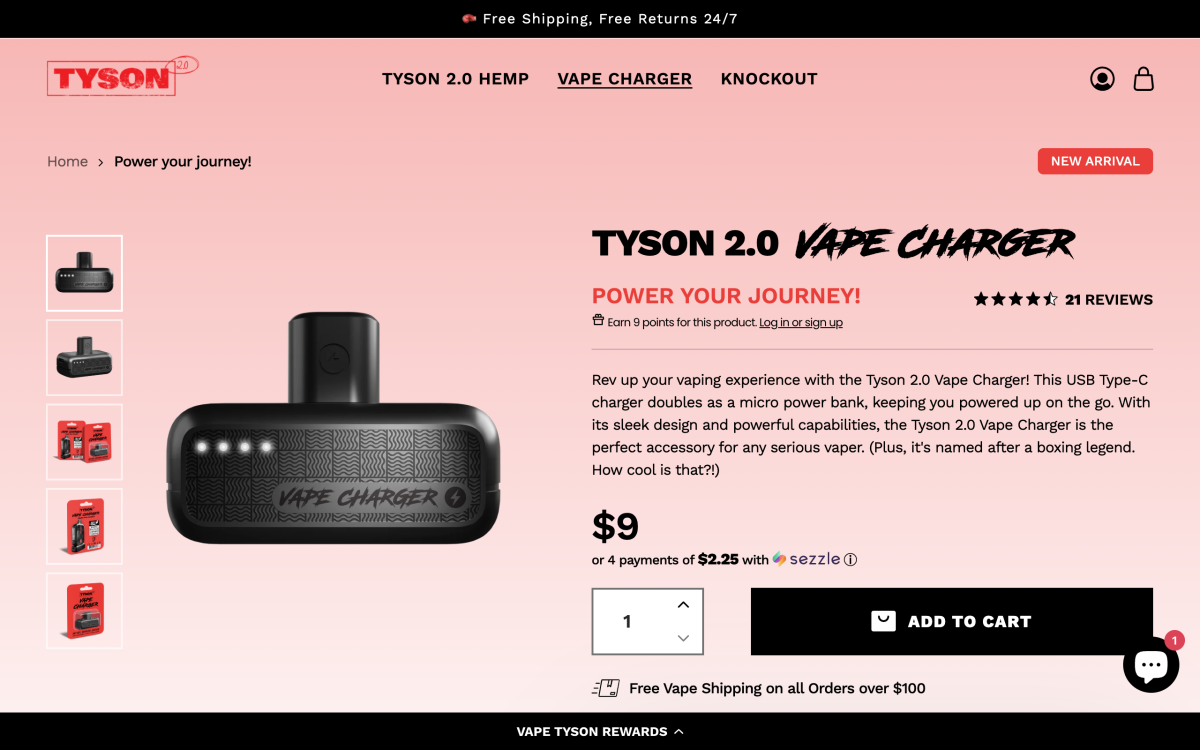产品|TYSON推出电子烟专用“充电宝” 已在美国上线