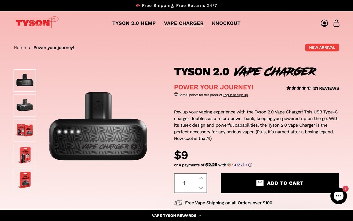 TYSON 2.0 Vape Charger:The First Portable E-cigarette Power Source in The Industry