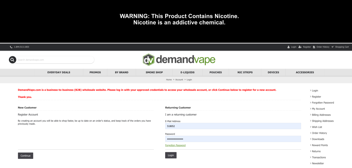 2Firsts观察|DEMANDVAPE等美国知名电子烟经销商网站启动注册制度,仅对企业开放