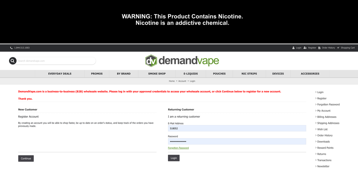 2Firsts Observation | DEMANDVAPE and Other Leading U.S. E-Cigarette Distributors Launch Registration Systems, Open Only to Businesses