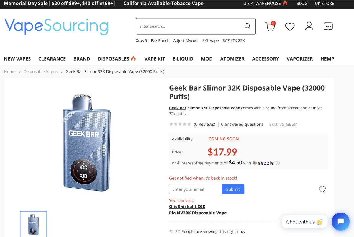 Product | GEEKBAR Launches Slimor E-cigarette in U.S. Featuring 32,000 Puffs and 0.89-Inch Round Display