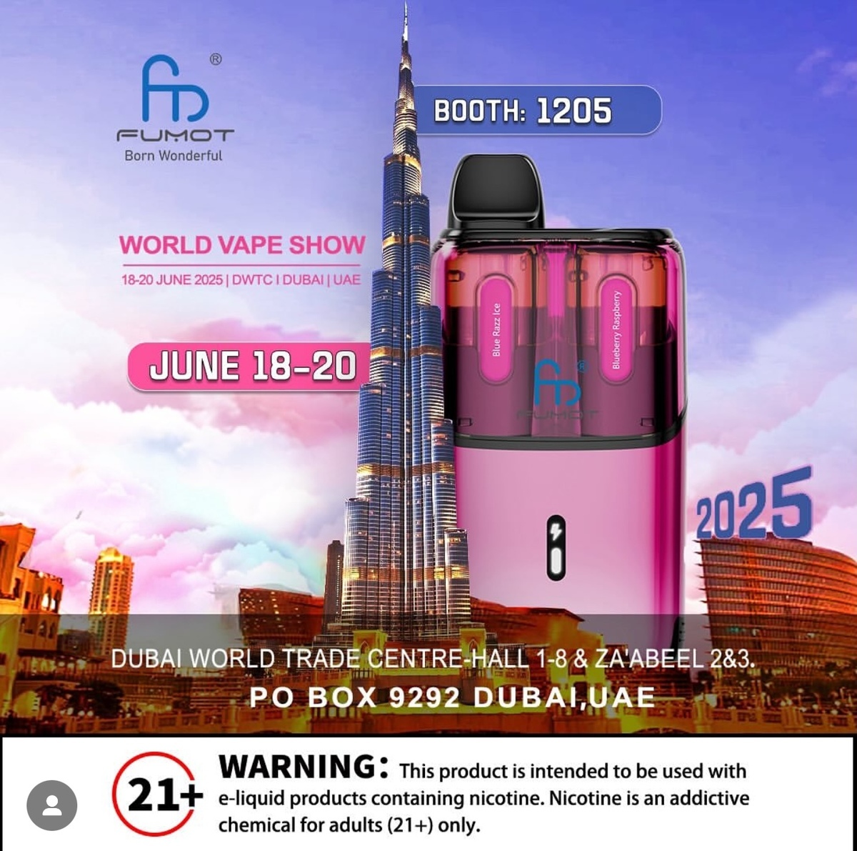 La Feria Mundial del Vape se llevará a cabo en Dubai del 18 al 20 de junio.