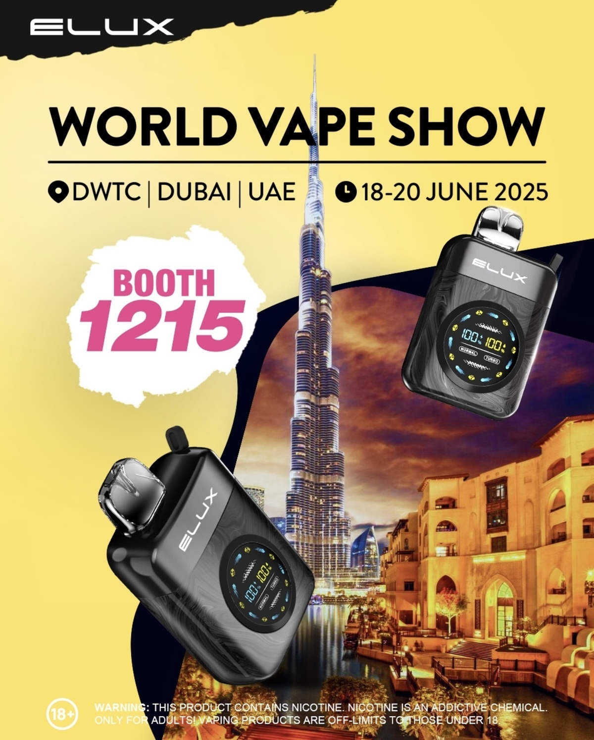 La Feria Mundial del Vape se llevará a cabo en Dubai del 18 al 20 de junio.