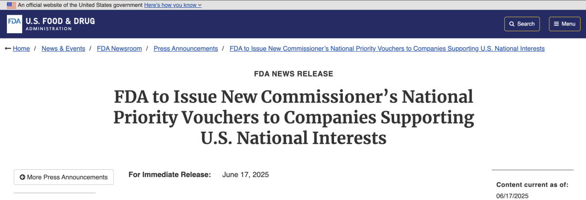 FDA设立国家优先审评机制，符合国家优先事项的新药最快1个月获批
