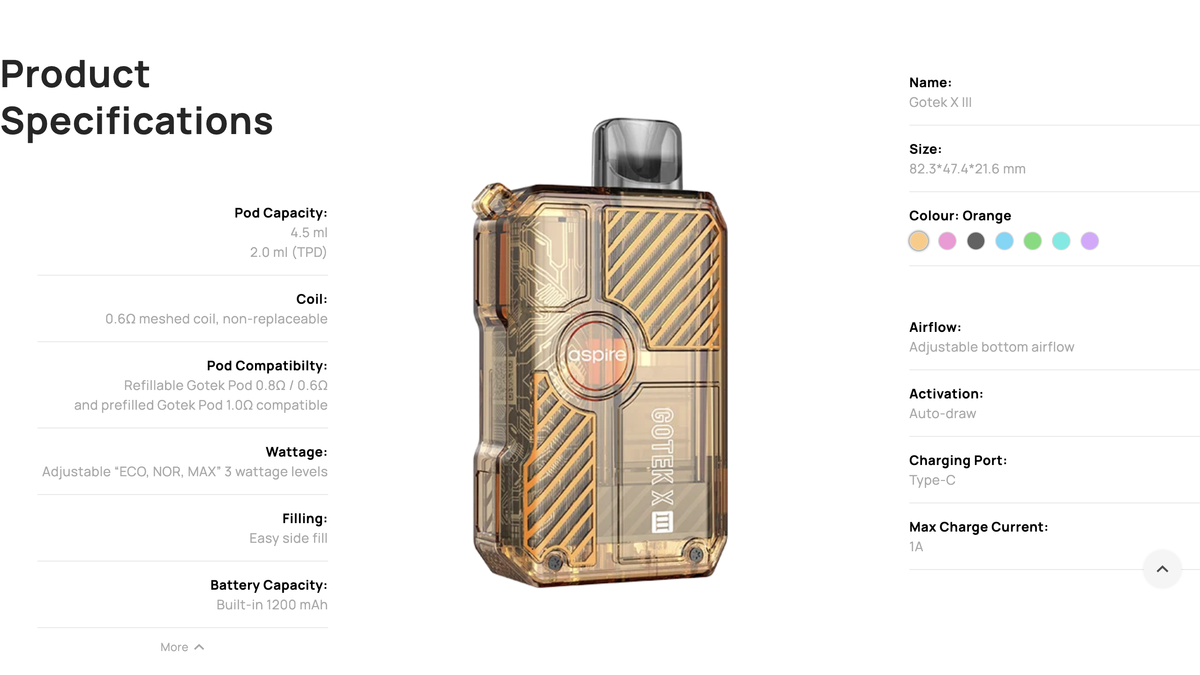 Product | Aspire GOTEK X III Launches in UK with 50% Larger Battery and Full Pod Compatibility