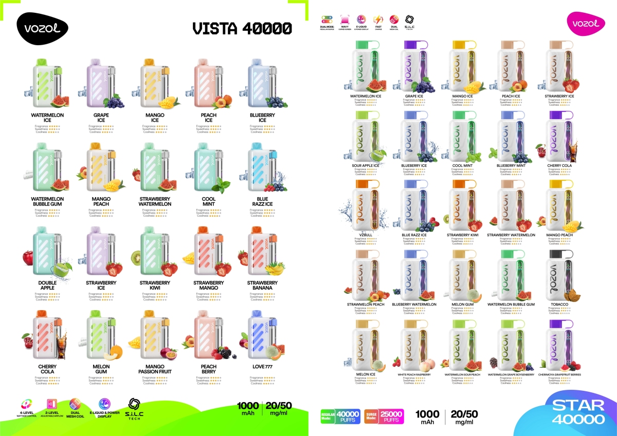 产品｜4万口抽吸口数+四级可调输出模式 VOZOL推两款电子烟新品