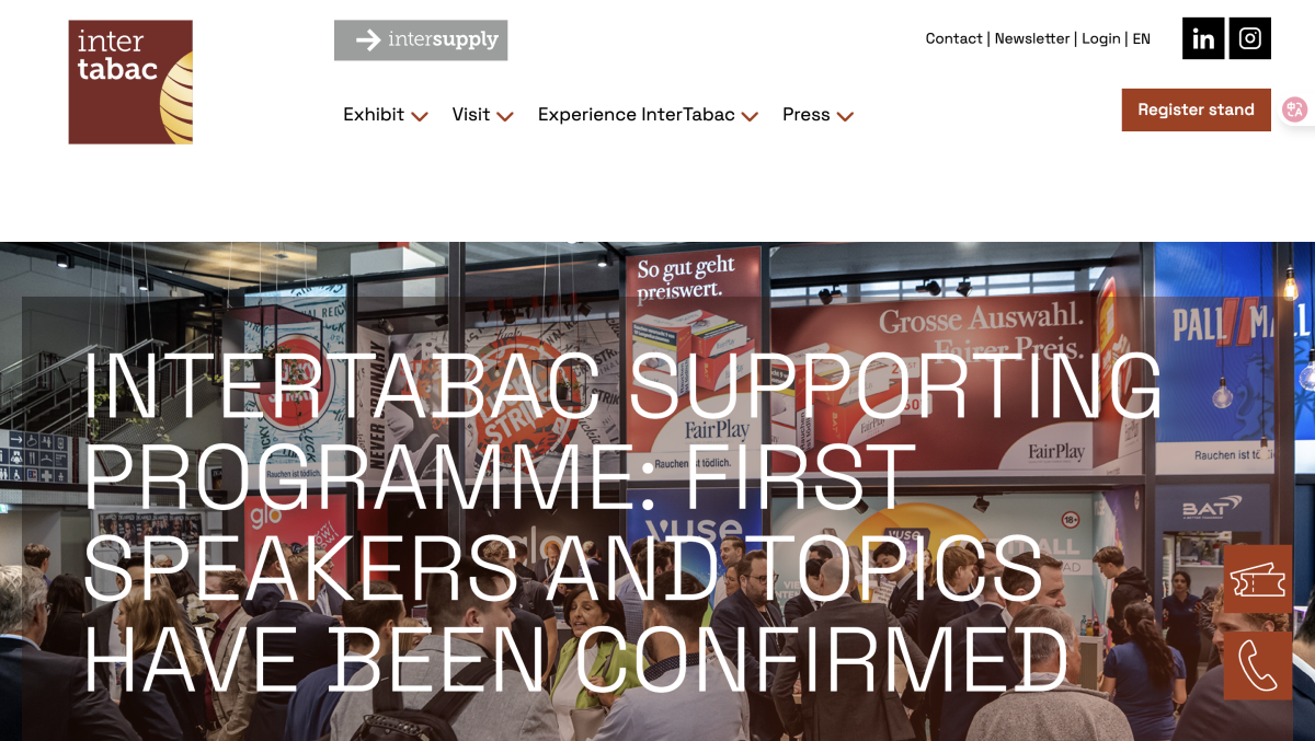 InterTabac Supporting Programme: First Speakers and Topics have been Confirmed