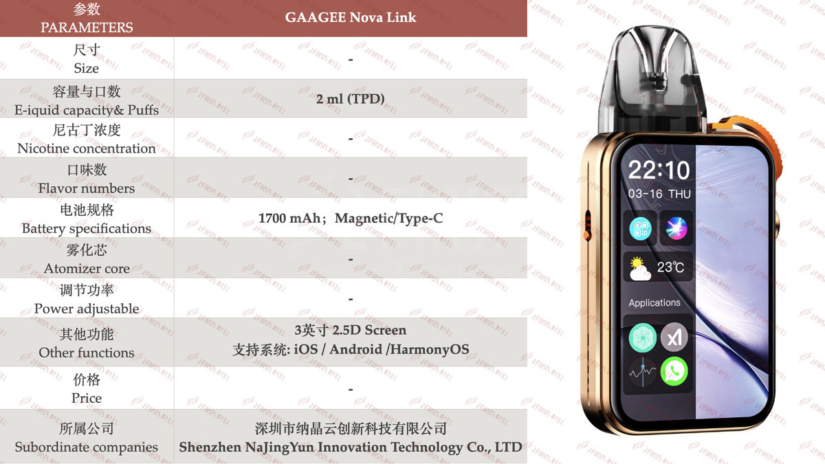 GAAGEE lanza en línea los productos de cigarrillos electrónicos Nova Link y Nova Core.