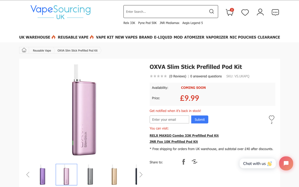 Product | 2ml Pod + HTP-Like Design, OXVA Slim Stick Launches in the UK