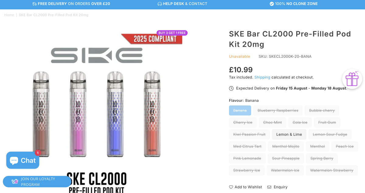 SKE Launches New CL2000 Refillable Pod Vape in the UK with 1.8mL + 2.2mL Dual-Pod Design