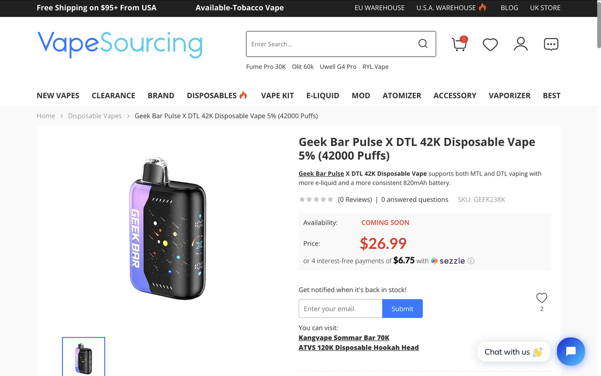 Product | GEEKBAR Launches First DTL Model in the U.S. with 5% Nicotine