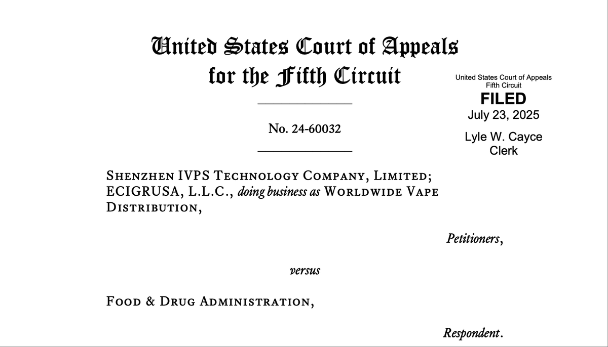 U.S. Fifth Circuit Court Rejects Shenzhen IVPS Appeal: Lack of Abuse Liability Research Key to Loss