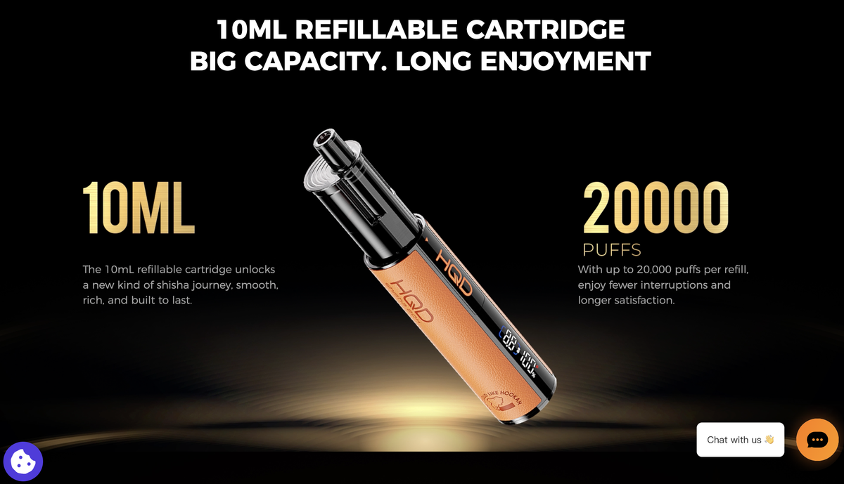 HQD announces the release of its first open-system shisha vape, which can deliver up to 20,000 puffs per single refill