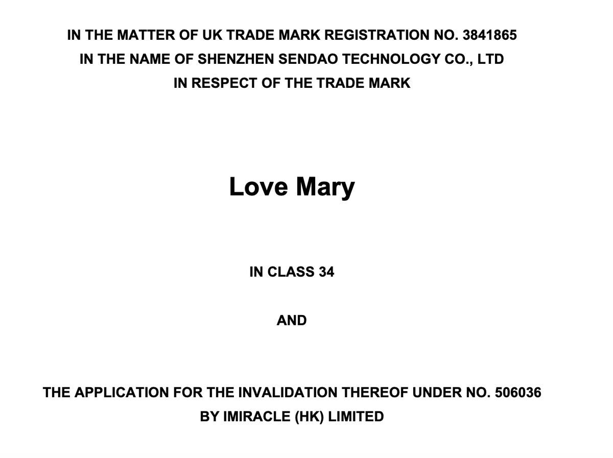 "Lost Mary" Again Blocks Similar Trademark in the UK: “Love Mary” Found Likely to Cause Confusion