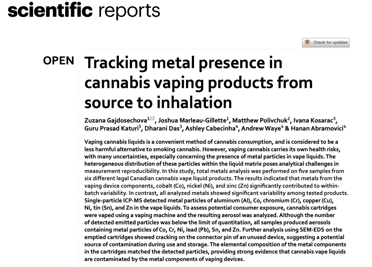Research Brief | Canadian Study Finds Nickel, Chromium, and Lead Particles in Cannabis Vapes, Some Exceed International Limits