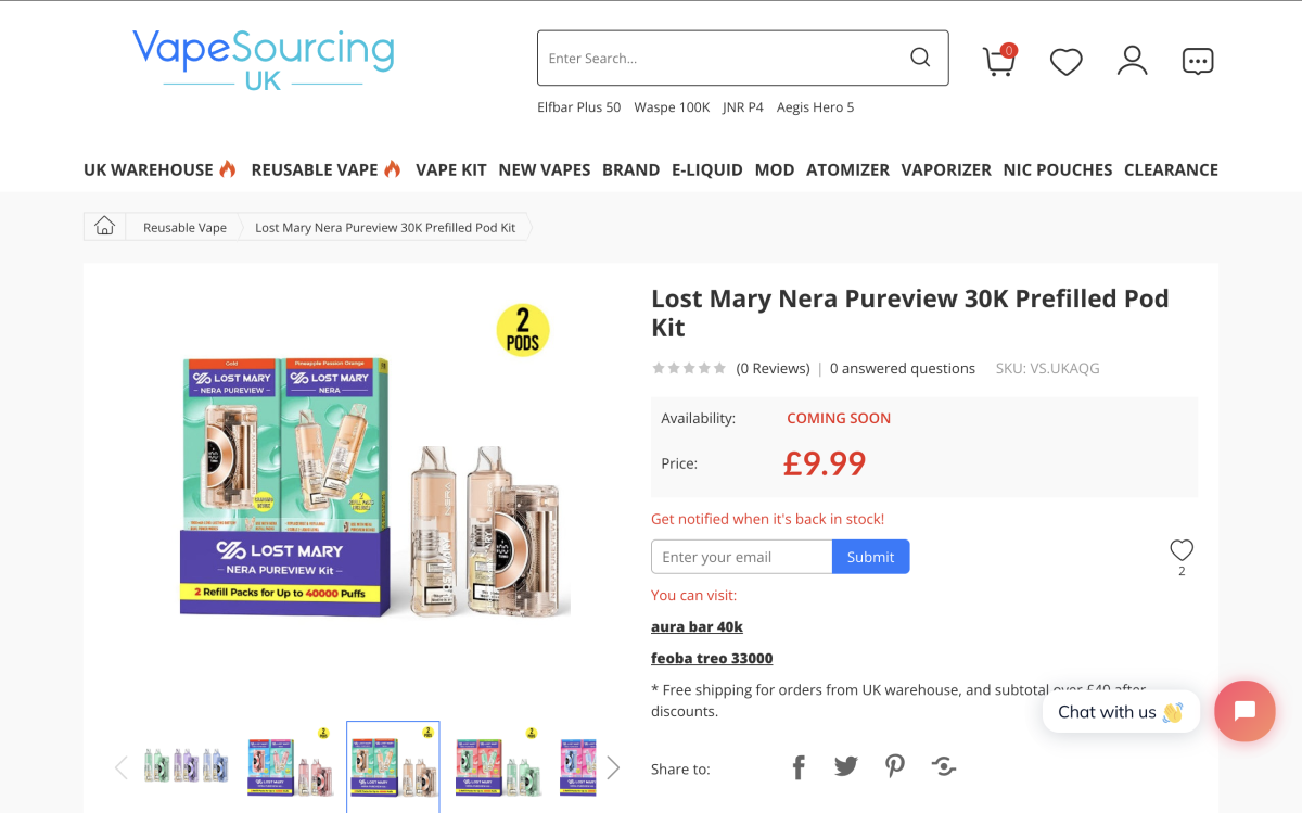 产品|透明烟弹设计+可更换烟弹套装,LOST MARY Nera Pureview已登陆英美市场