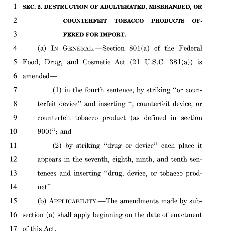 U.S. Lawmakers Seek to Empower HHS to Destroy Counterfeit Chinese Tobacco Products