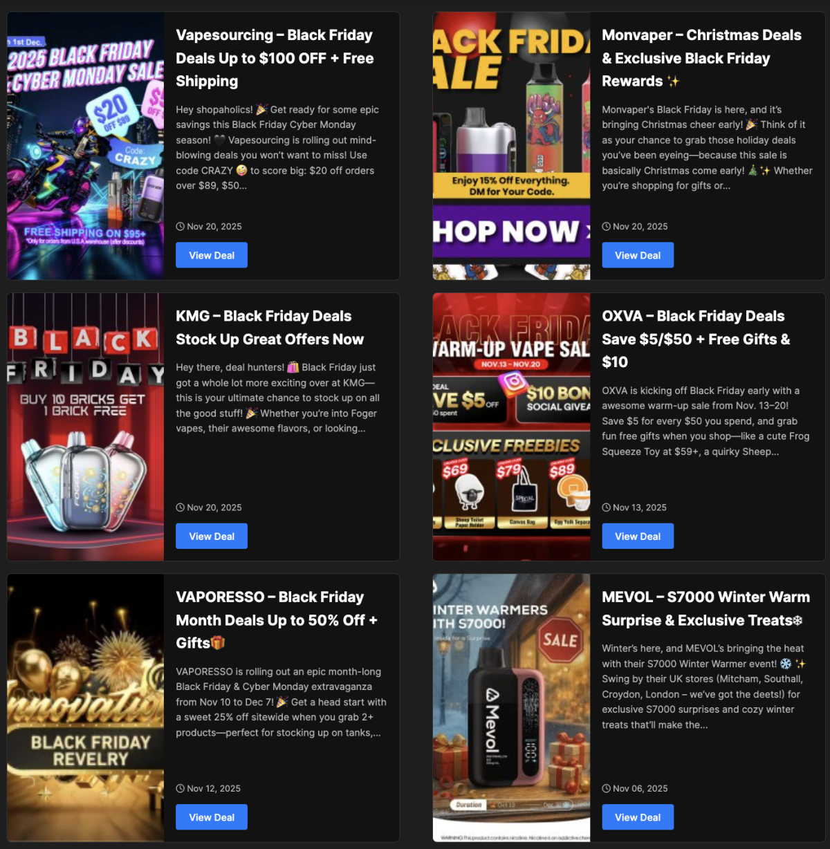 Black Friday Meets Thanksgiving: Multiple E-Cigarette Brands Launch Discounts and Giveaways Across North America and Europe