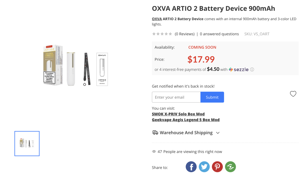 产品｜宣称区别于HNB与传统调味电子烟 OXVA 推出液体烟草换弹设备 Artio 2