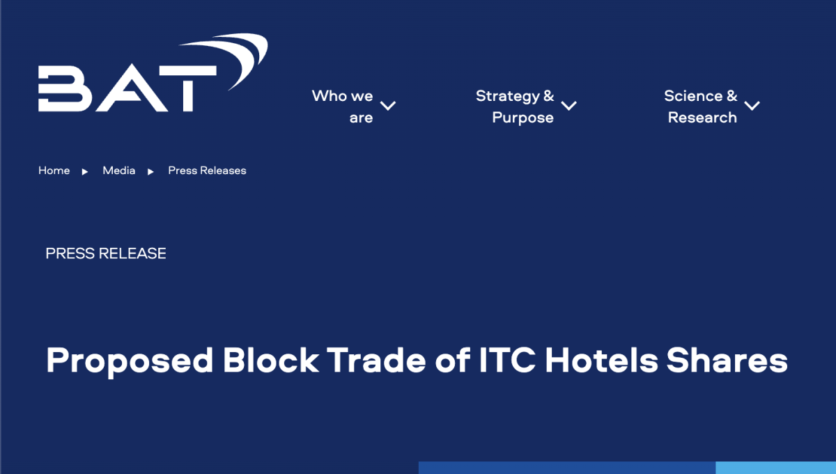 BAT plans to sell its stake in ITC Hotels, using proceeds to reduce debt