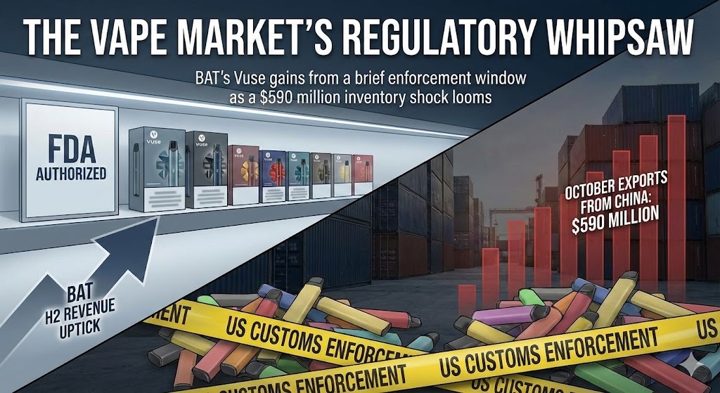 Vuse Gains as U.S. Cracks Down on Illegal Vapes, But a $590 Million Shadow Looms