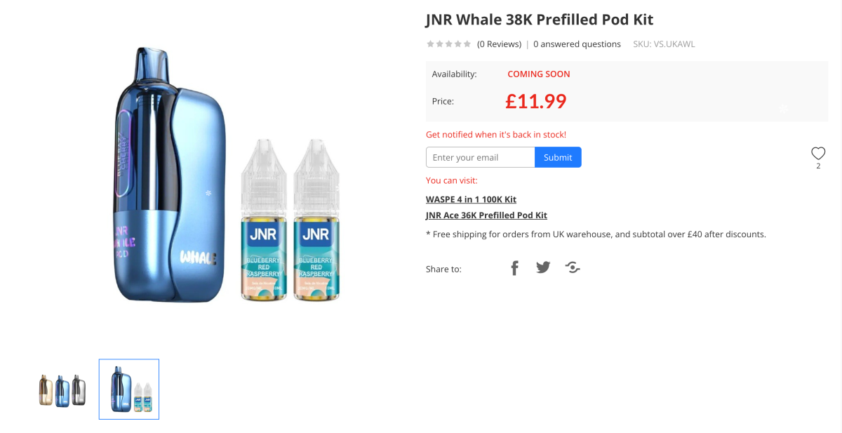 产品|“2+20”组合设计+磁吸半包裹结构 JNR开放式电子烟进入英国市场