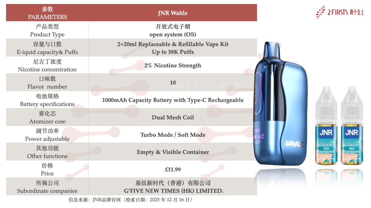 产品|“2+20”组合设计+磁吸半包裹结构 JNR开放式电子烟进入英国市场