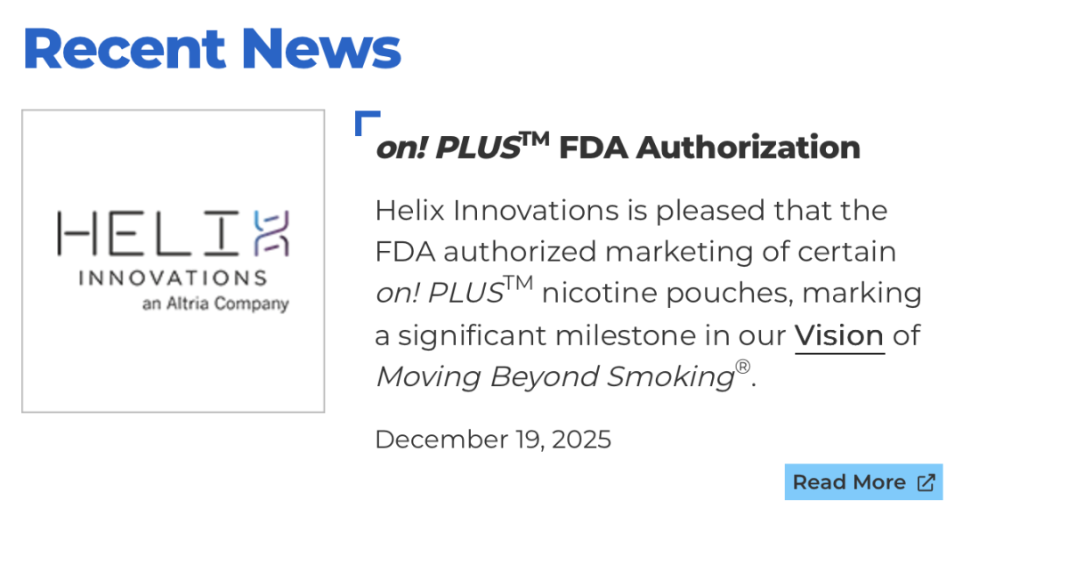 【独家报道】Altria 确认 on! PLUS 获 FDA 营销授权，结束一年多 PMTA 审评等待