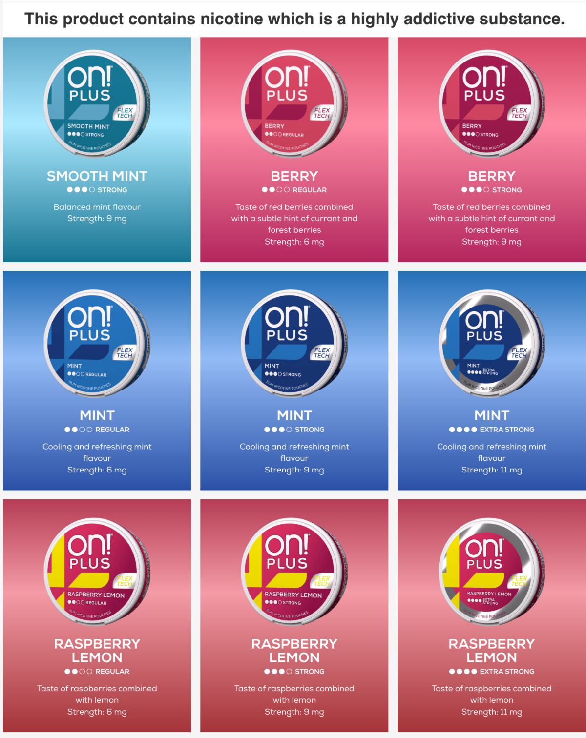 Product | ON! PLUS: Breakdown of Six FDA-PMTA-Authorized Nicotine Pouches—6/9 mg Strengths, Slim Format, and Traditional Flavours