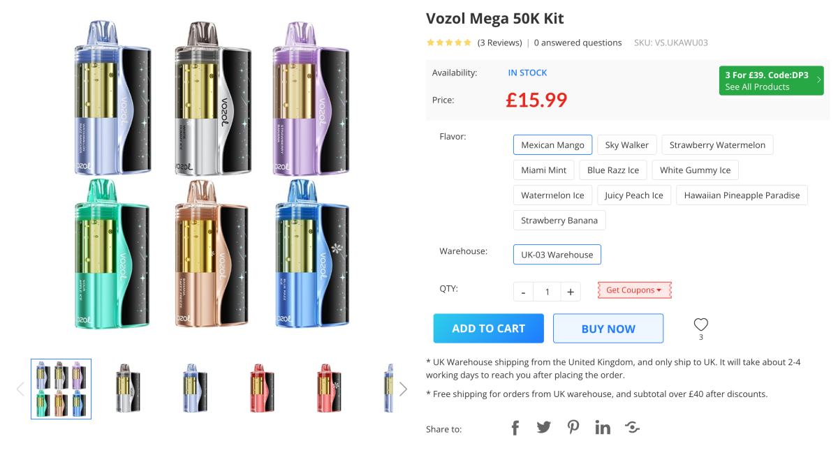产品｜透明油仓+5万口使用次数 Vozol Mega 50K登陆英美市场
