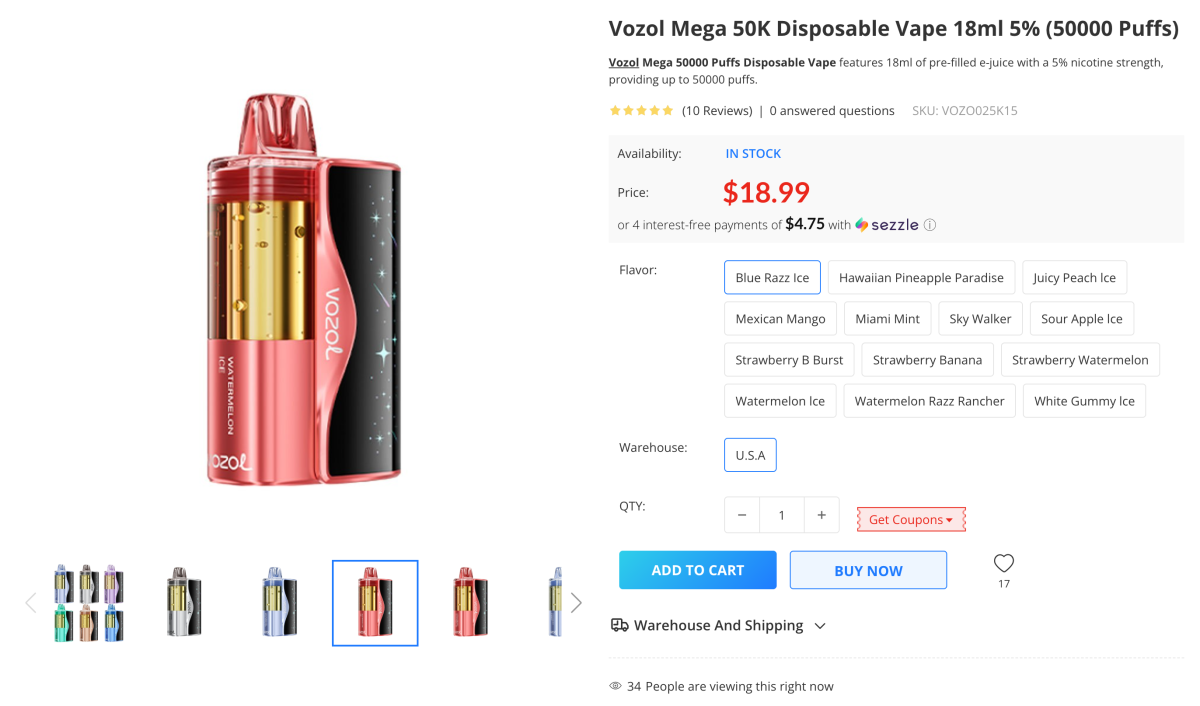 产品｜透明油仓+5万口使用次数 Vozol Mega 50K登陆英美市场