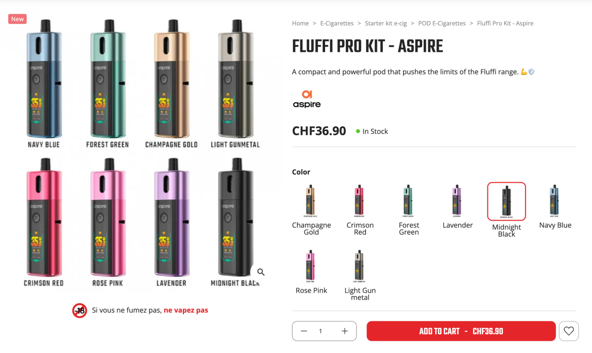 产品｜1.47英寸TFT彩屏+最高40W输出，Aspire Fluffi Pro上线欧洲渠道