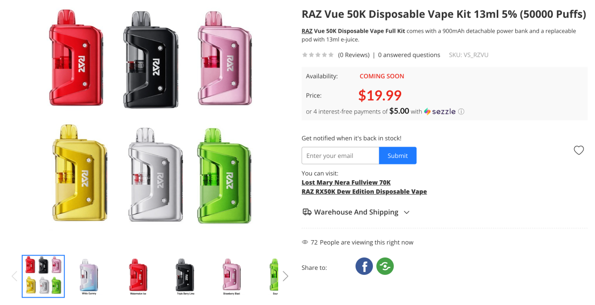 产品｜可拆卸电池+双电池系统，RAZ VUE 50K上线美国线上渠道