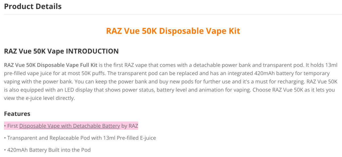 产品｜可拆卸电池+双电池系统，RAZ VUE 50K上线美国线上渠道