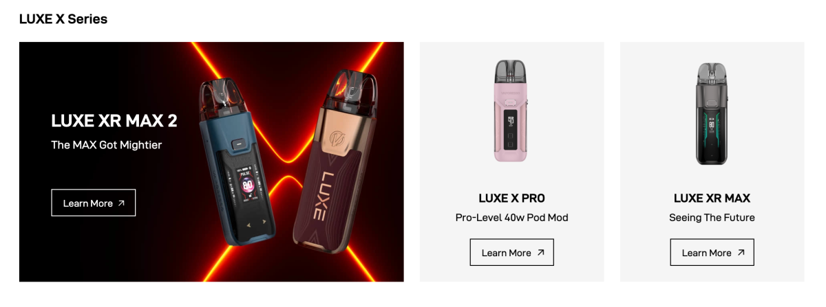产品｜5ml/2ml双版本、最高输出45W，VAPORESSO在官网上线LUXE X3