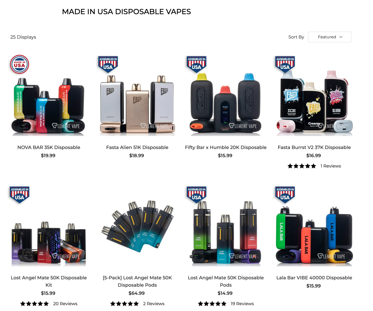 2Firsts Observation | Element Vape Launches “Made in USA” Section as Product Pages Show “Assembled in USA” and “Made in USA” Labels