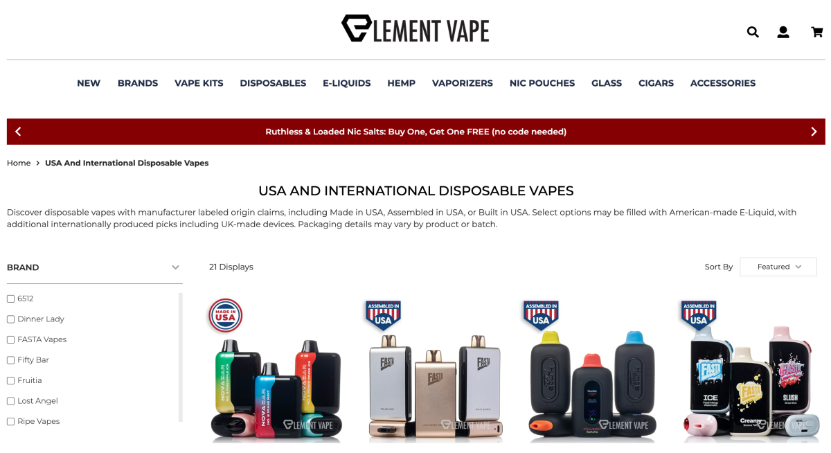 2Firsts Observation | Element Vape Launches “Made in USA” Section as Product Pages Show “Assembled in USA” and “Made in USA” Labels
