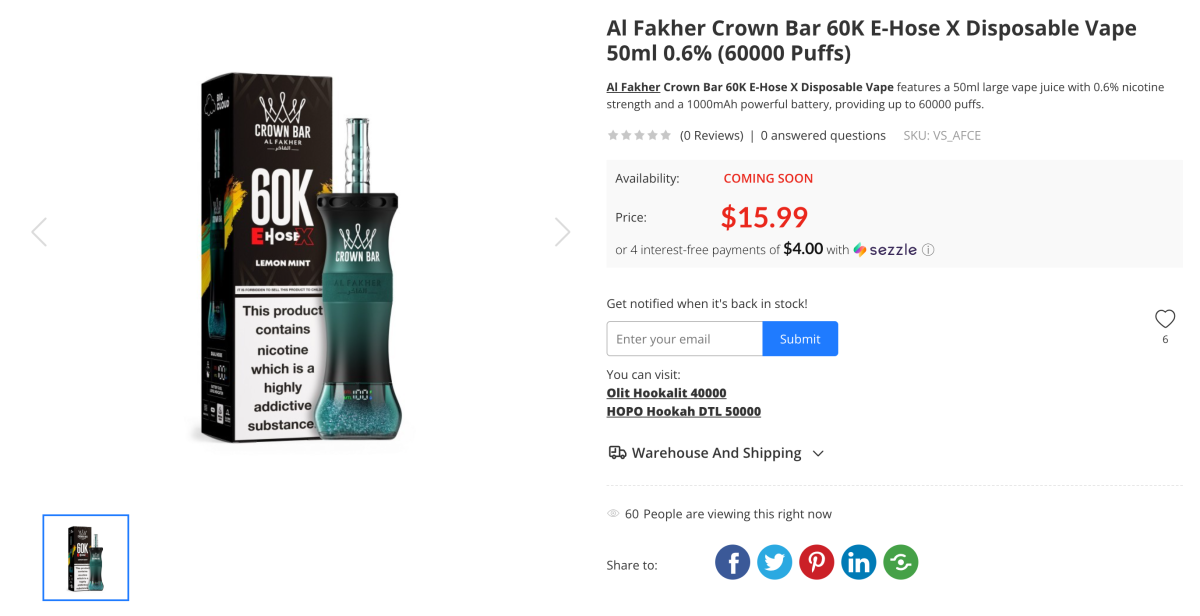 Product | “Mini Water-Bottle” Design, Rated at 60,000 Puffs: Al Fakher Launches New Disposable in the U.S. and UAE