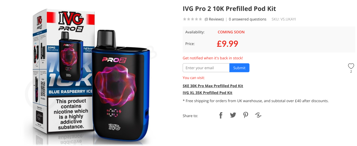 产品|全屏显示+10K口数,IVG在英国上新Pro系列换弹电子烟