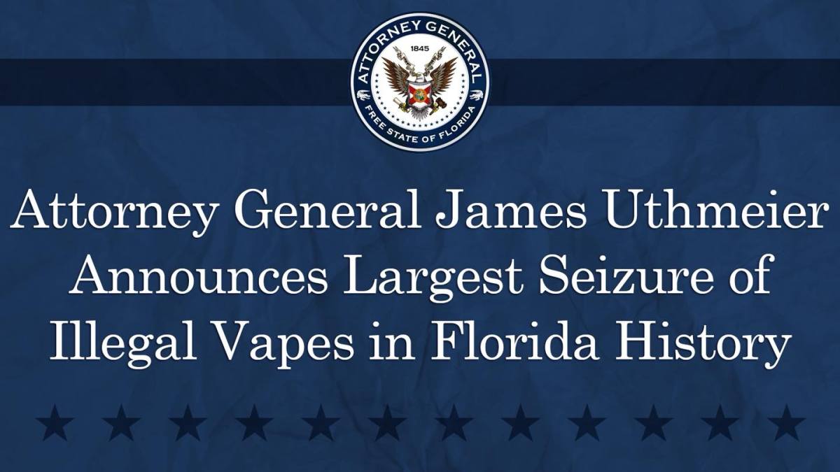 美国佛州总检察长宣布“最大规模”非法电子烟查扣 多店被指未成年人导向营销