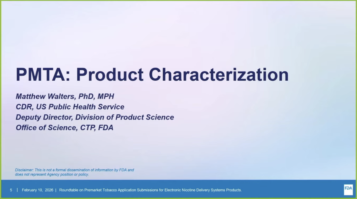 FDA Highlights Product Characterization as a Foundational Requirement in ENDS PMTA Reviews