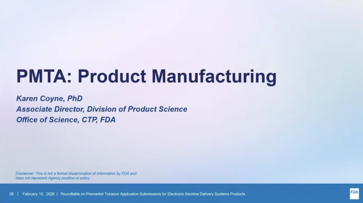 FDA Outlines Manufacturing Requirements as Critical to ENDS PMTA Success