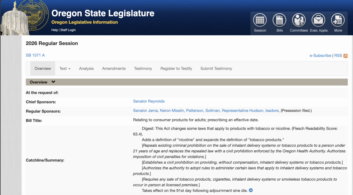 Oregon Senate Passes Bill to Regulate Nicotine Pouches as Tobacco Products