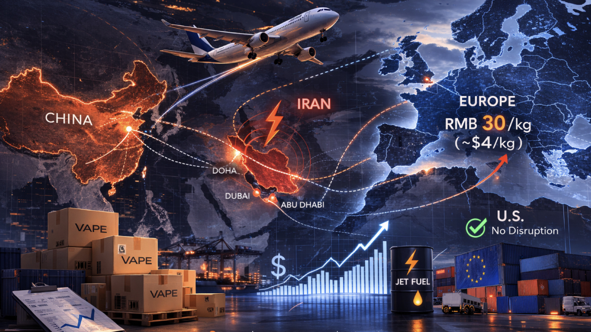 Special Report | Middle East Military Conflict Disrupts Global Air Corridors: Europe-Bound Vape Logistics Defy Seasonal Price Declines, Fuel Cost Risks Emerge