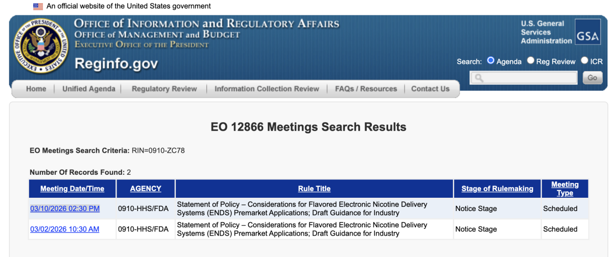 Special Report | Breeze and Glas Seek White House Review as FDA Advances Flavored ENDS Guidance